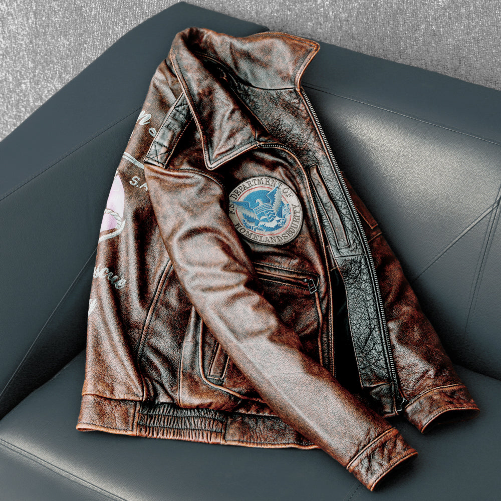 Bomber Badge Retro Motorcycle Leather Jacket