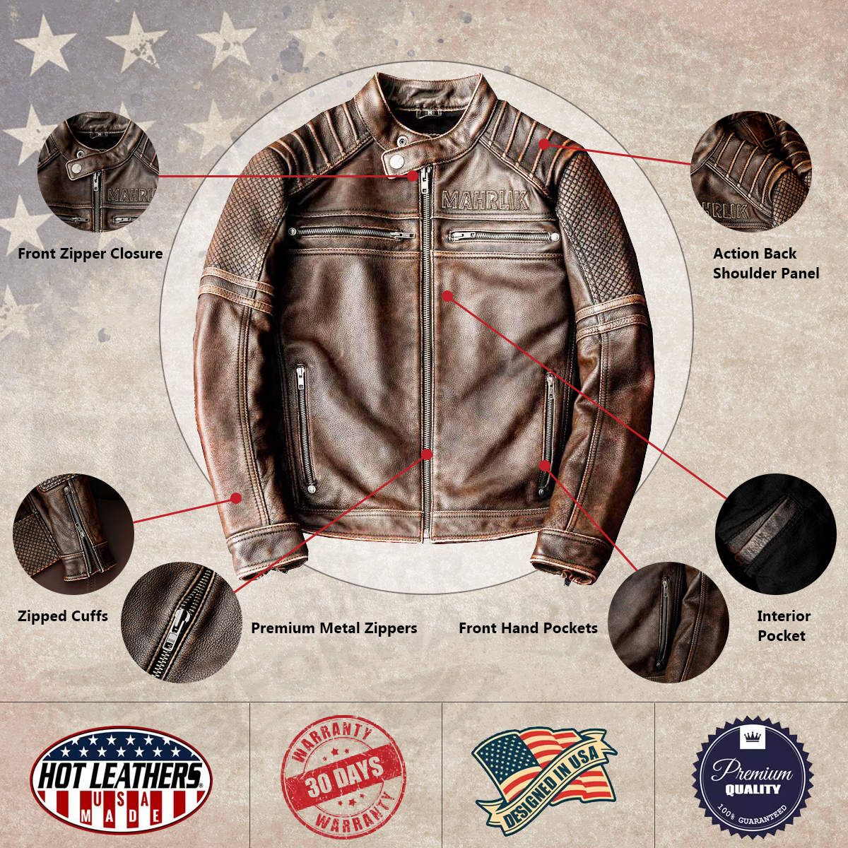 Harley Stand Collar Motorcycle Leather Jacket