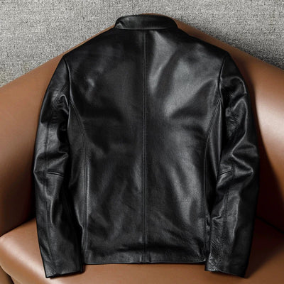 Motorcycle Casual Slim Fit Genuine Leather Jacket