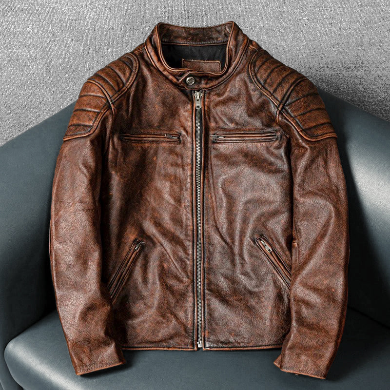 Amekaji Top Layer Cowhide Genuine Leather Jacket