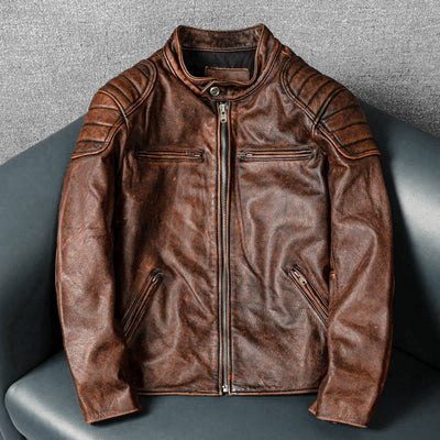 Amekaji Top Layer Cowhide Genuine Leather Jacket