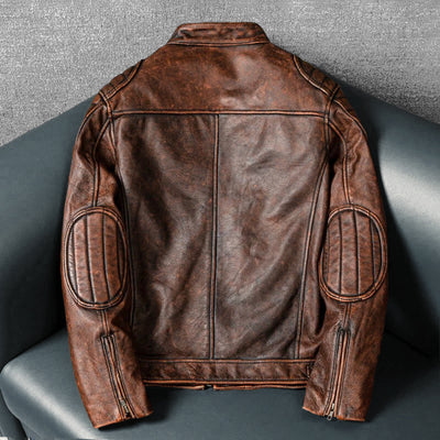 Amekaji Top Layer Cowhide Genuine Leather Jacket