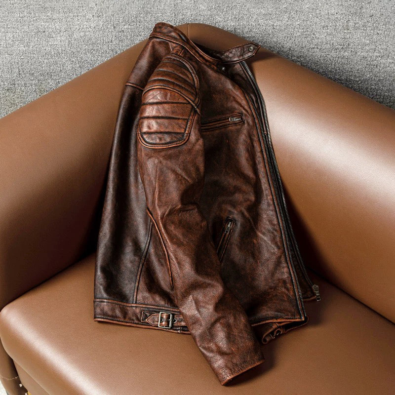 Amekaji Top Layer Cowhide Genuine Leather Jacket