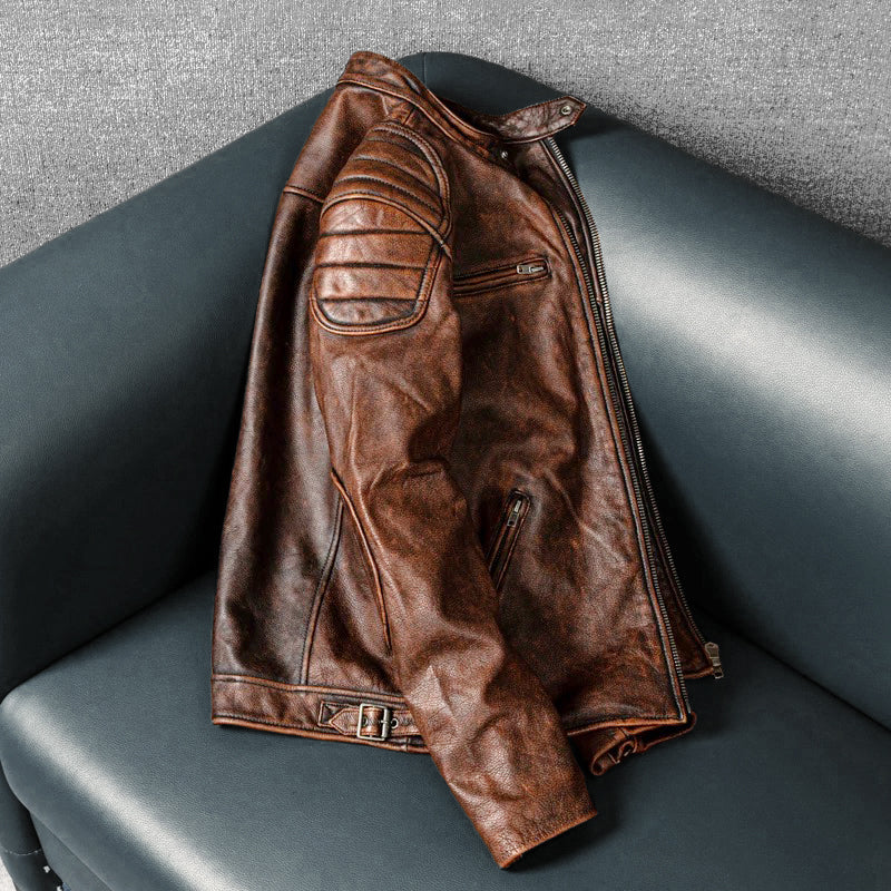 Amekaji Top Layer Cowhide Genuine Leather Jacket