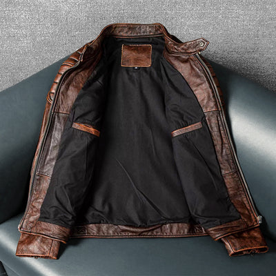 Amekaji Top Layer Cowhide Genuine Leather Jacket
