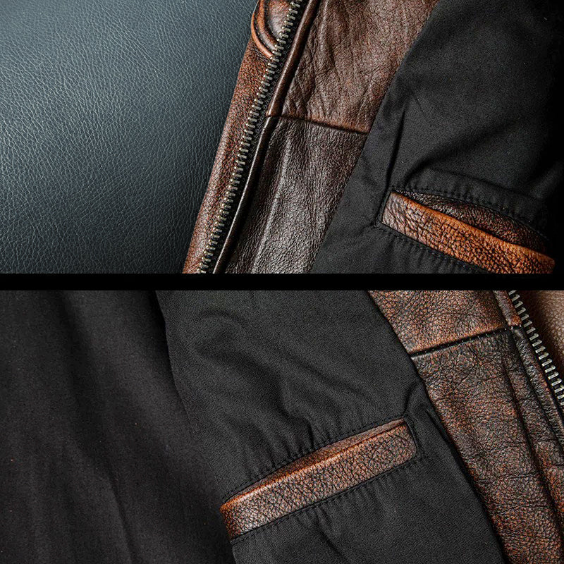 Amekaji Top Layer Cowhide Genuine Leather Jacket