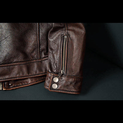 Retro M65 Lapel Workwear Motorcycle Leather Jacket