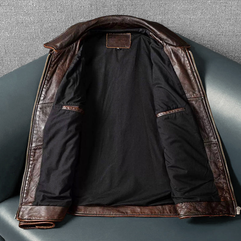 Retro M65 Lapel Workwear Motorcycle Leather Jacket