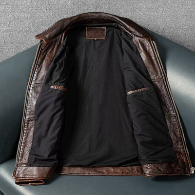 Retro M65 Lapel Workwear Motorcycle Leather Jacket