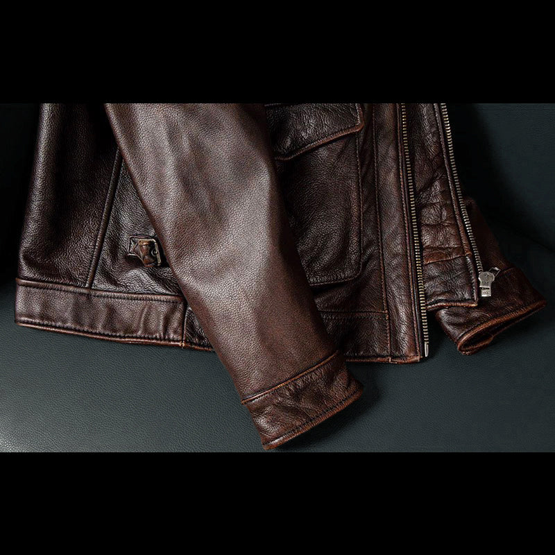 Retro M65 Lapel Workwear Motorcycle Leather Jacket