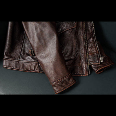 Retro M65 Lapel Workwear Motorcycle Leather Jacket