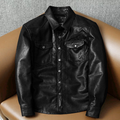 Super Soft Lapel Shirt Genuine Leather Jacket