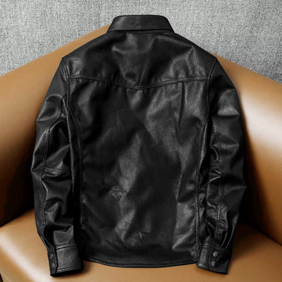 Super Soft Lapel Shirt Genuine Leather Jacket