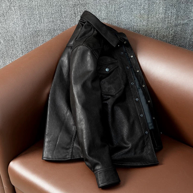 Super Soft Lapel Shirt Leather Jacket