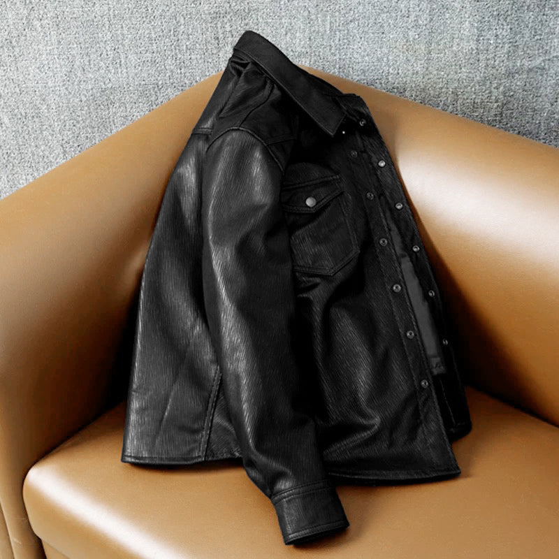 Super Soft Lapel Shirt Genuine Leather Jacket