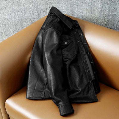 Super Soft Lapel Shirt Genuine Leather Jacket