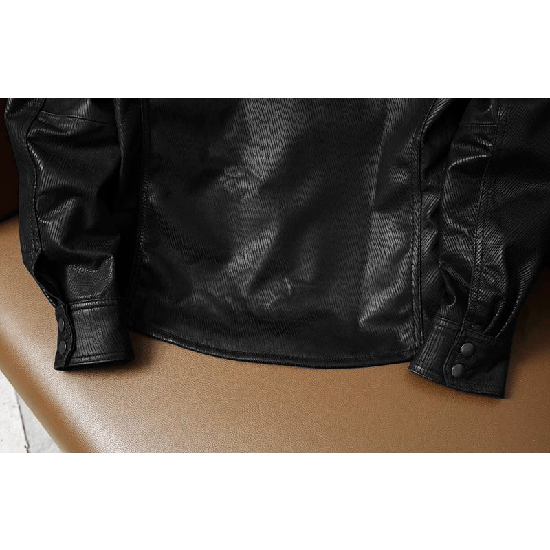 Super Soft Lapel Shirt Genuine Leather Jacket