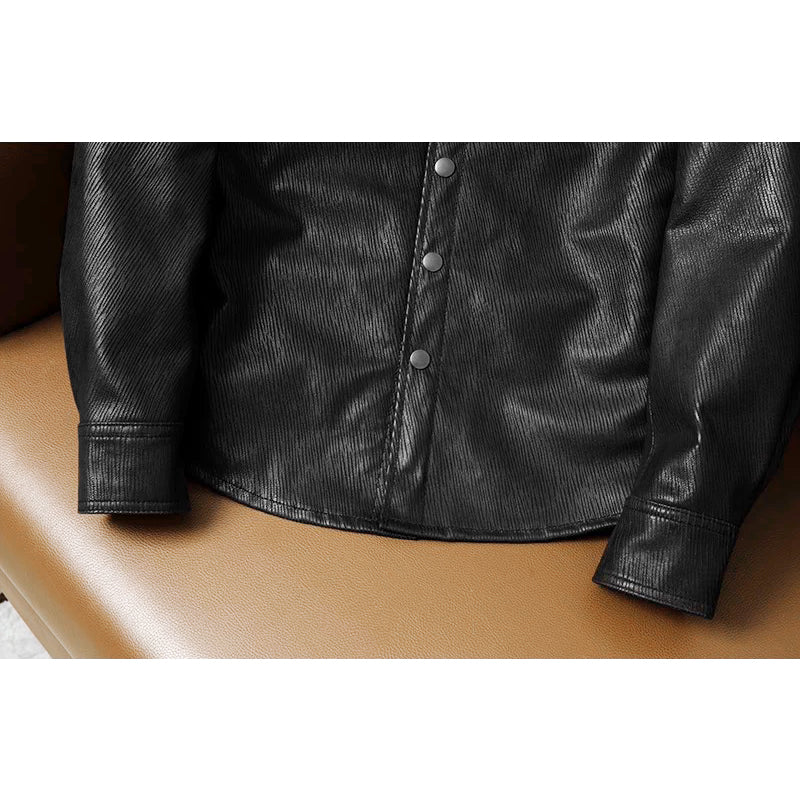 Super Soft Lapel Shirt Genuine Leather Jacket