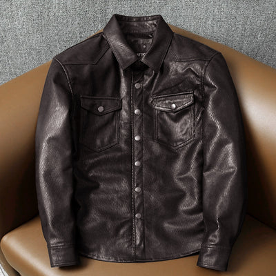 Super Soft Lapel Shirt Genuine Leather Jacket