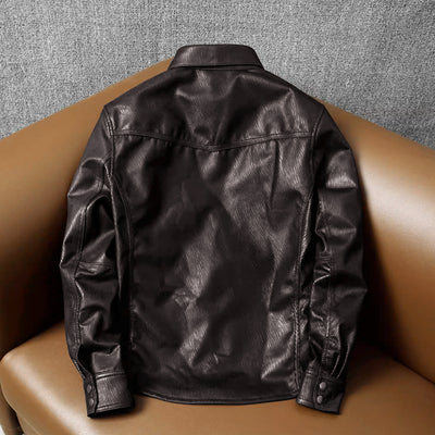 Super Soft Lapel Shirt Genuine Leather Jacket