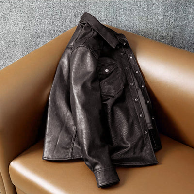 Super Soft Lapel Shirt Genuine Leather Jacket