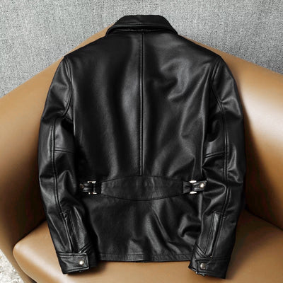 Motorcycle Slim Fit Tapered Pocket Genuine Leather Jacket