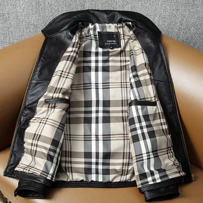 Motorcycle Slim Fit Tapered Pocket Genuine Leather Jacket