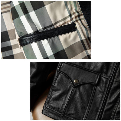 Motorcycle Slim Fit Tapered Pocket Genuine Leather Jacket