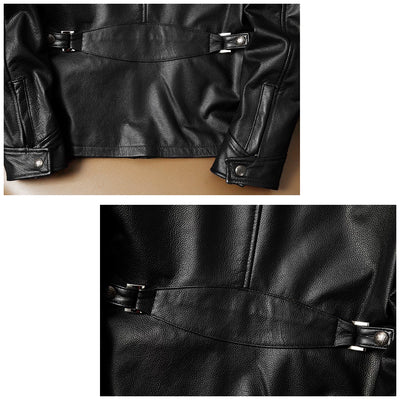 Motorcycle Slim Fit Tapered Pocket Genuine Leather Jacket