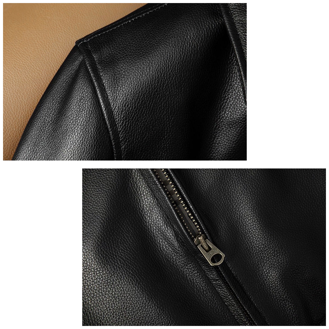 Motorcycle Slim Fit Tapered Pocket Genuine Leather Jacket