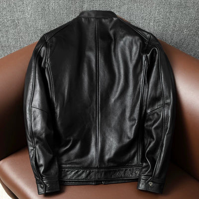 Large Size Cowhide Motorcycle Leather Jacket