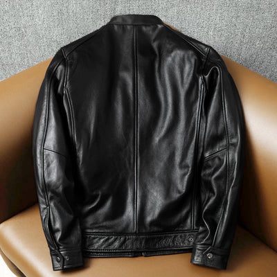 Large Size Motorcycle Cowhide Leather Jacket