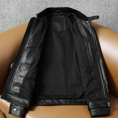 Large Size Motorcycle Cowhide Leather Jacket
