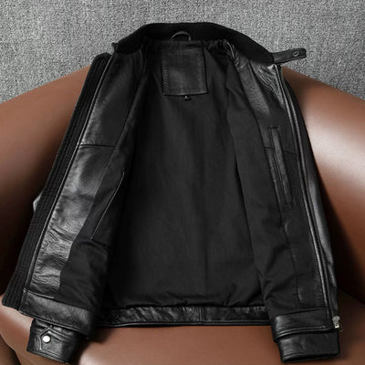 Large Size Cowhide Motorcycle Leather Jacket