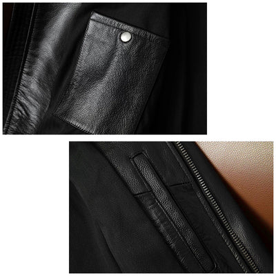 Large Size Motorcycle Cowhide Leather Jacket