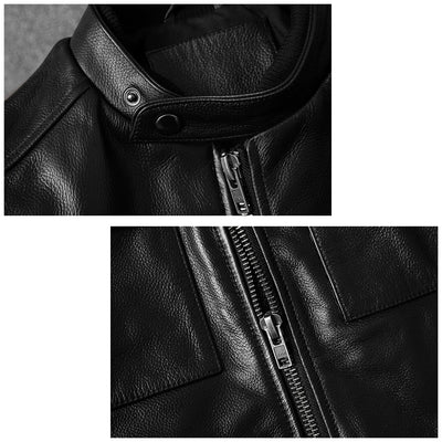 Large Size Motorcycle Cowhide Leather Jacket