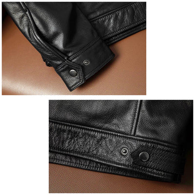 Large Size Motorcycle Cowhide Leather Jacket