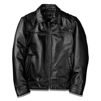 Black Short Motorcycle Genuine Leather Jacket