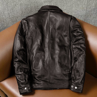 Brown Short Motorcycle Genuine Leather Jacket