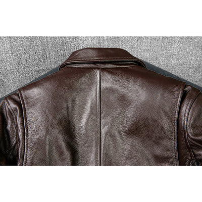 Brown Short Motorcycle Genuine Leather Jacket