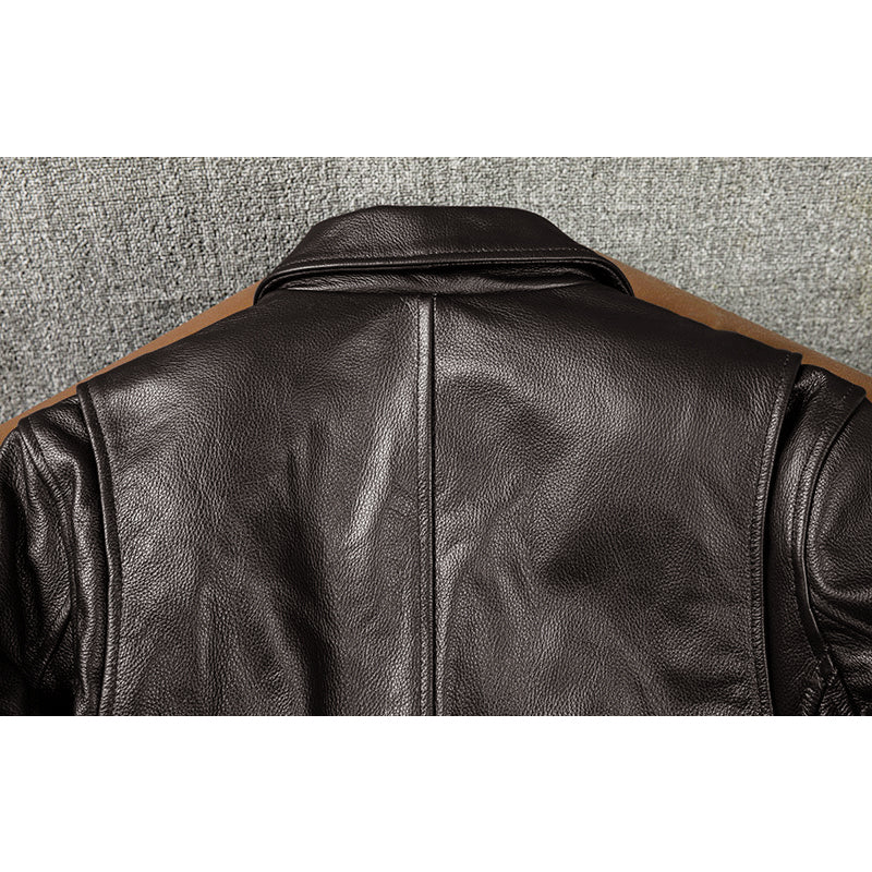 Brown Short Motorcycle Genuine Leather Jacket