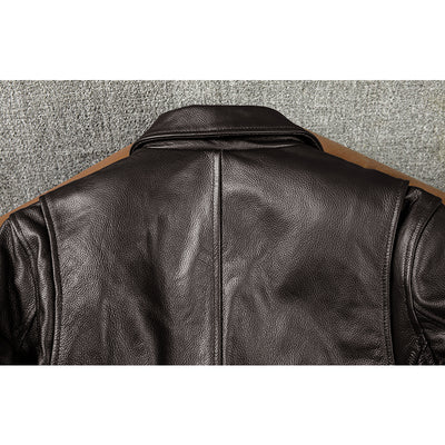 Brown Short Motorcycle Genuine Leather Jacket