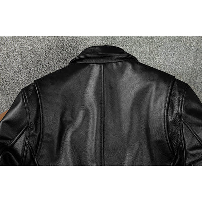 Black Short Motorcycle Genuine Leather Jacket