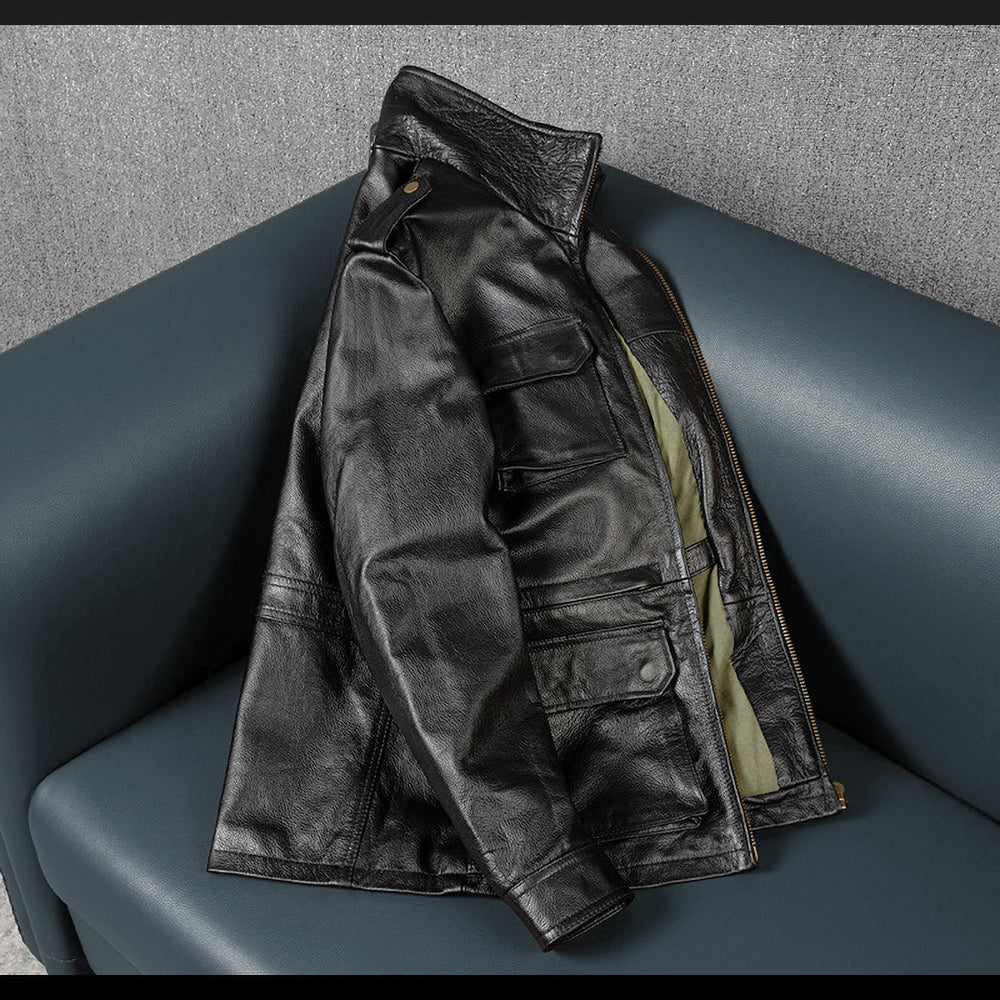 M6 Soft Cowhide Motorcycle Leather Jacket