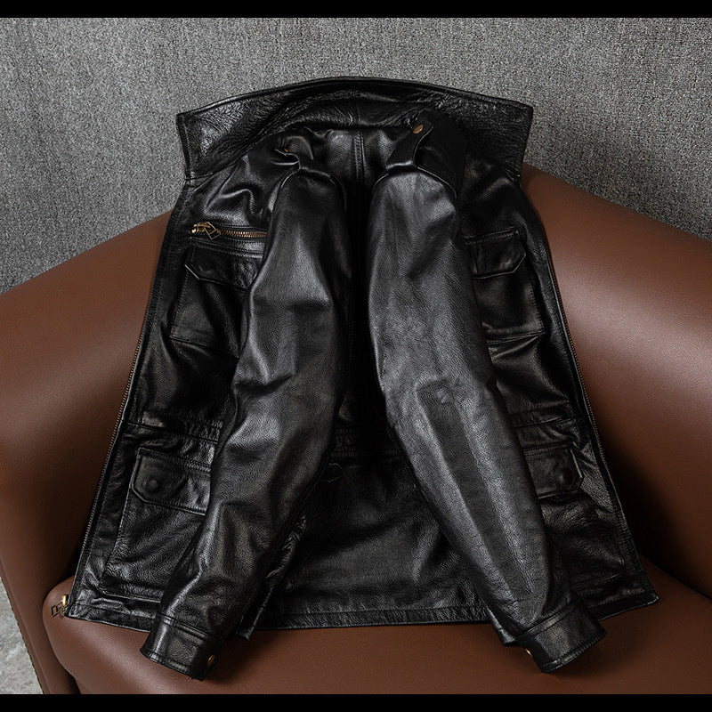 M6 Soft Cowhide Motorcycle Leather Jacket