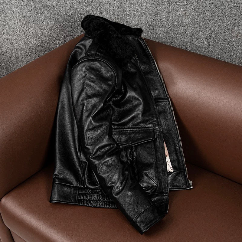 Large Size Black Cotton Motorcycle Leather Jacket