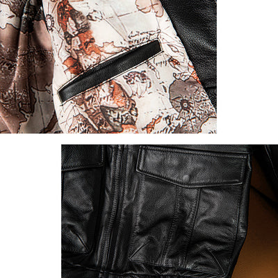 Large Size Black Cotton Motorcycle Leather Jacket