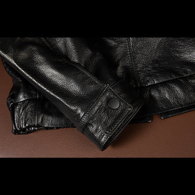 Hooded Black Motorcycle Genuine Leather Jacket