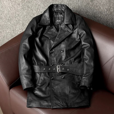 Mid-Length Windbreaker Casual Suit Leather Jacket