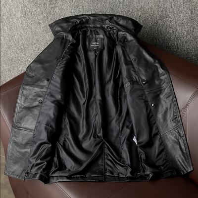 Mid-Length Windbreaker Casual Suit Leather Jacket